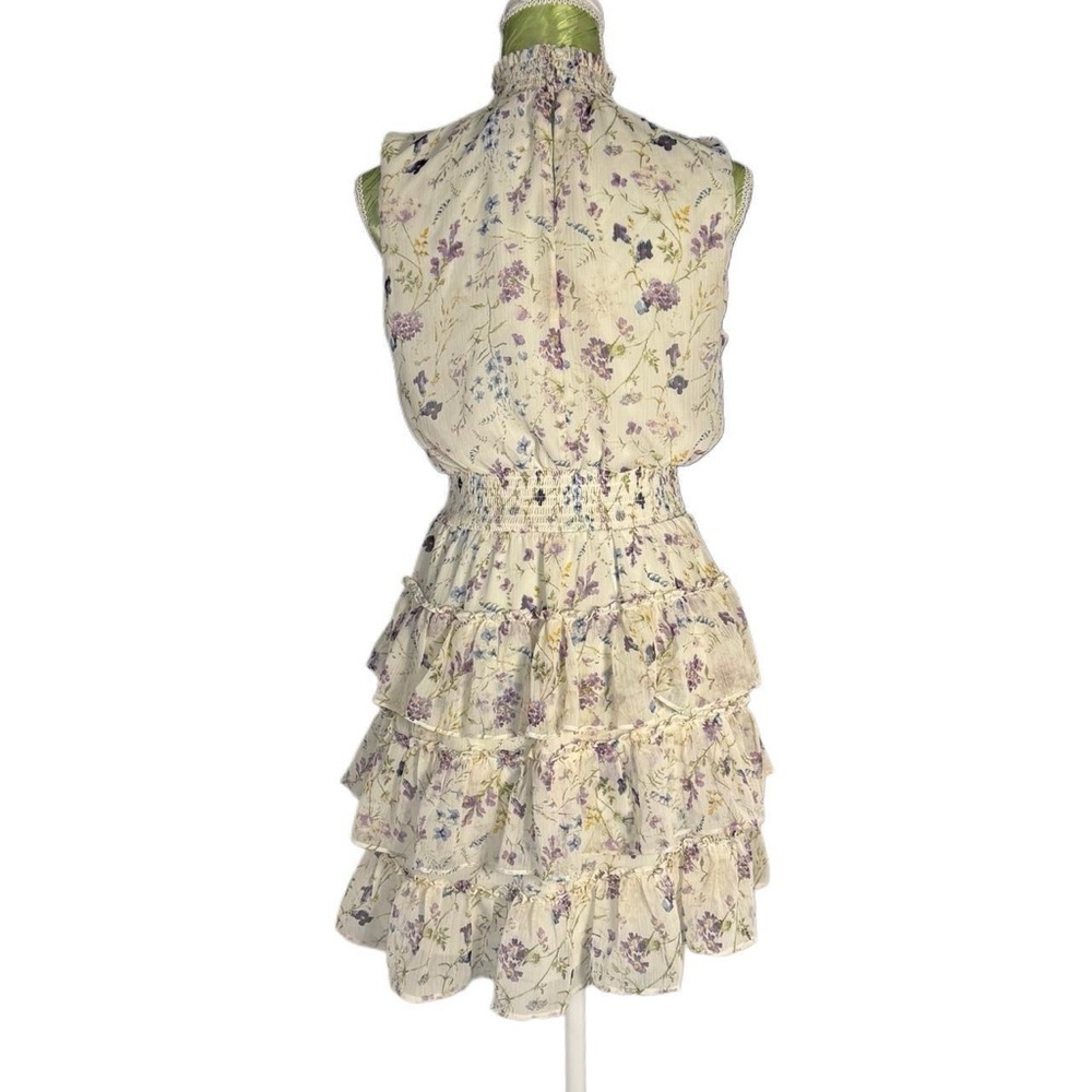 Express Smocked Tiered Floral Mini Dress – Size Small - Picture 5 of 8
